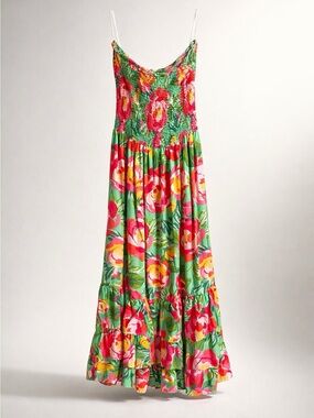 Abel the Label Floral Green Maxi Dress with Smocked Bodice